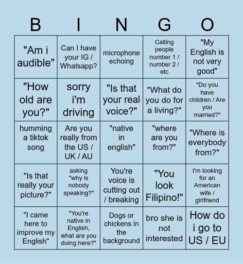 Hilokal Bingo Card
