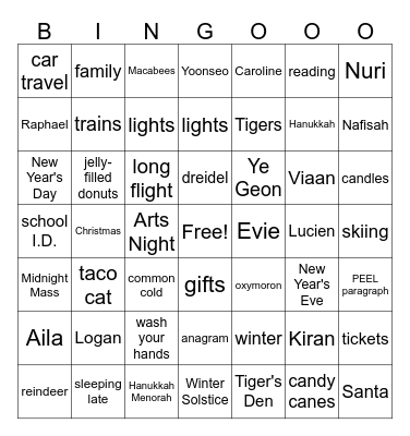 HOLIDAY Bingo for a Fun Advisory Group Bingo Card