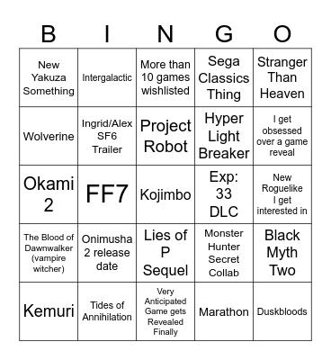 Untitled Bingo Card