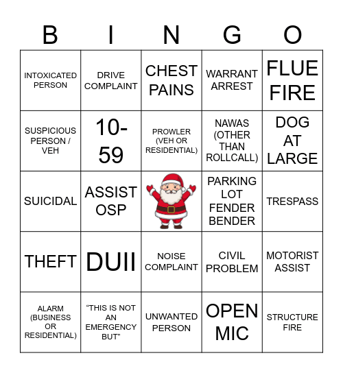 Christmas Day Bingo Card