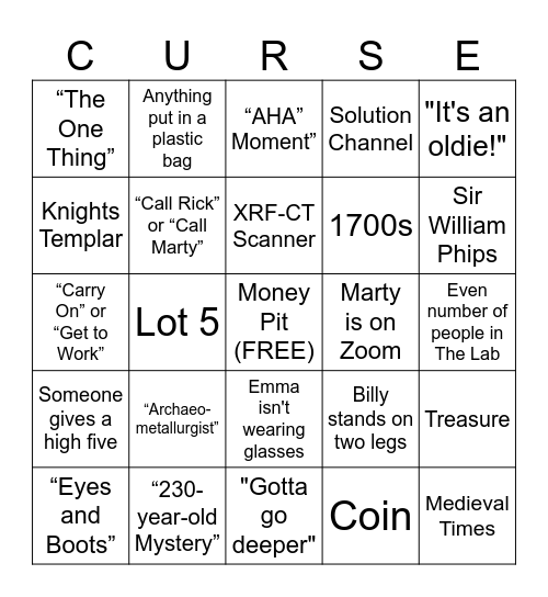 Curse of Oak Island Bingo (Quotes) Bingo Card