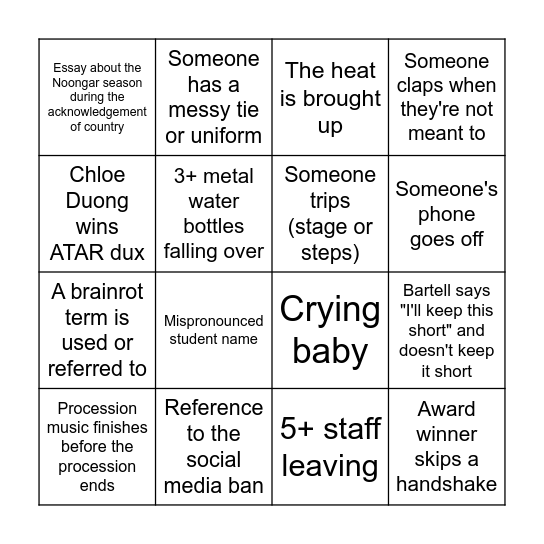 Preso Night Bingo Card