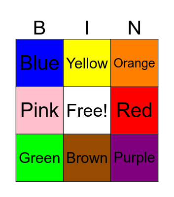 Colors Bingo Card