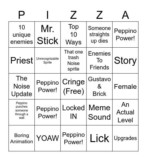 Perman Bingo Card
