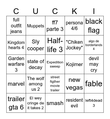 GAME AWARDS 2025 SDA Bingo Card