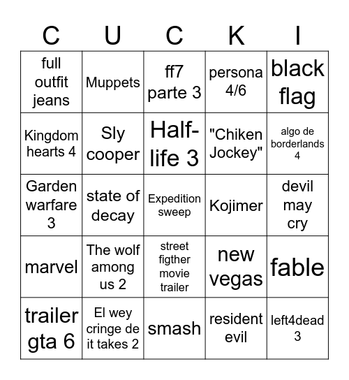 GAME AWARDS 2025 SDA Bingo Card