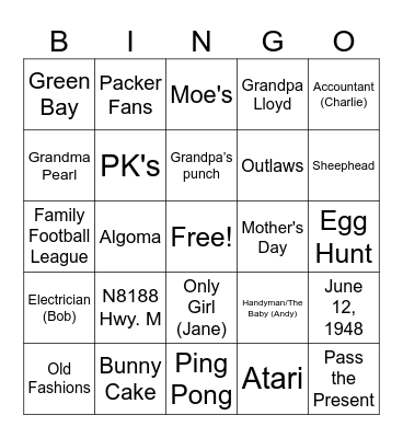 Junio Memories Bingo Card