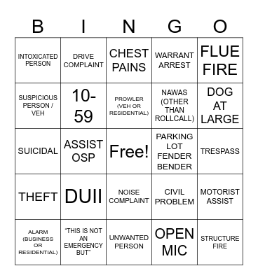 New Years Eve Bingo Card
