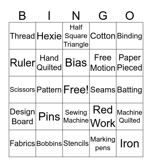 Heritage Quilt Guilt Bingo Card