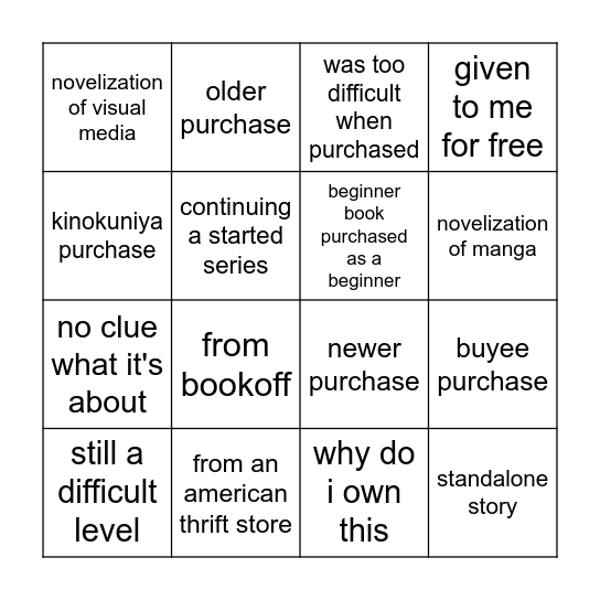 積読 Bingo 2026 Bingo Card