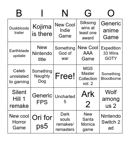 Untitled Bingo Card