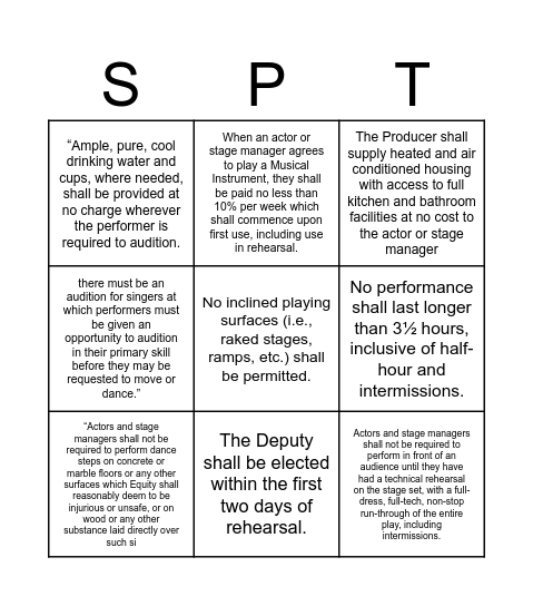 AEA SPT CONTRACT VIOLATIONS Bingo Card