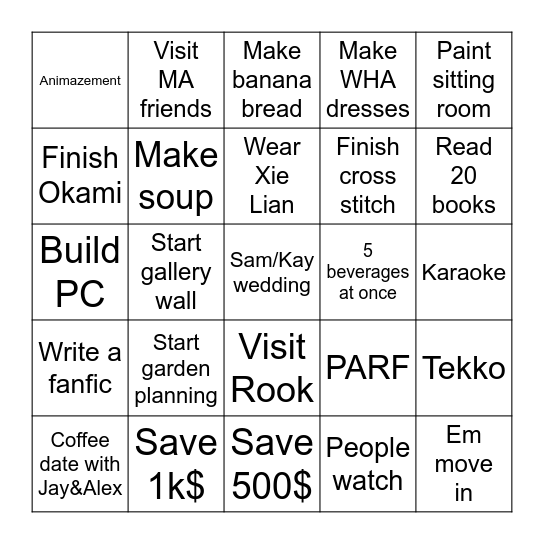 2025 Bingo Card