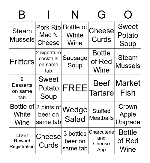 Cleaver and Cork BINGO Card