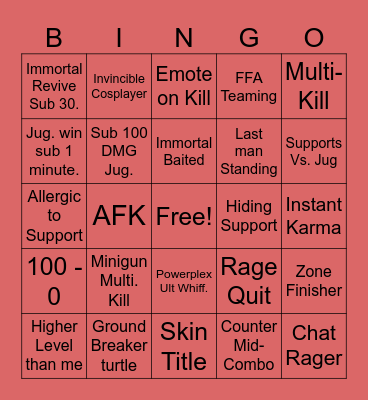 Invincible Showdown Bingo Card