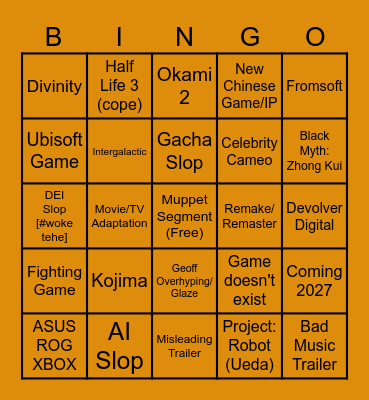 TGA 2025 Bingo Card