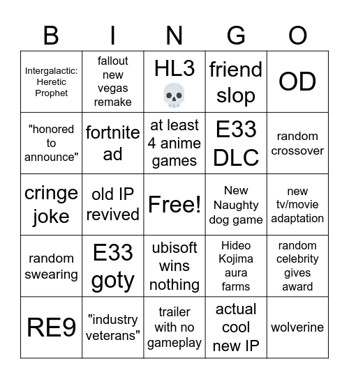 GA 2025 Bingo Card