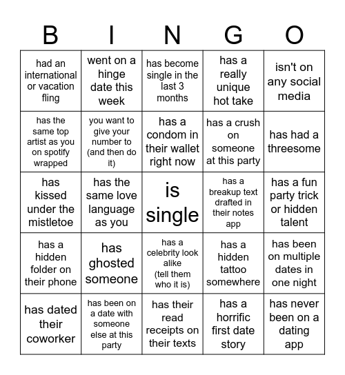 mingle and find someone who... Bingo Card