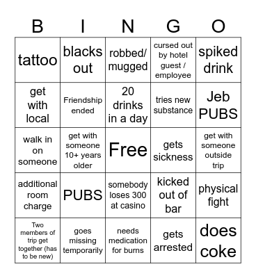 Punta Cana Bingo Card