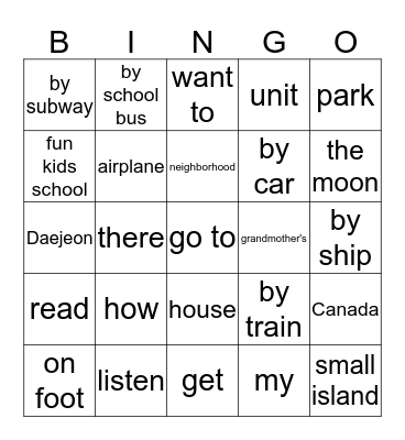MFS 6 Unit 1 Bingo Card