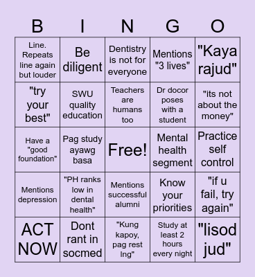 DENT ORIENTATION Bingo Card