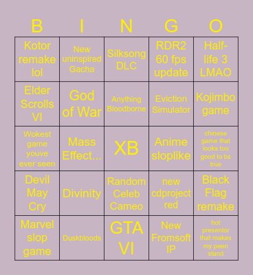 Gay awards Bingo Card