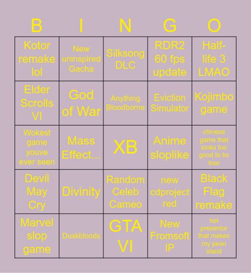 Gay awards Bingo Card