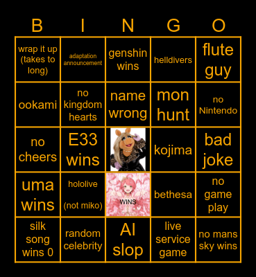 game awards 2025 Bingo Card