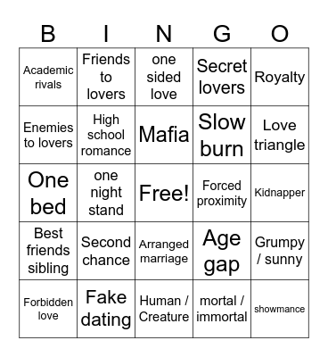 Love tropes Bingo Card