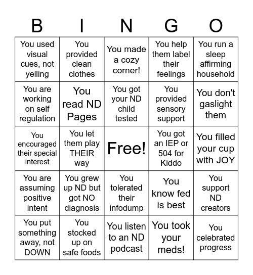 You Are Succeeding Bingo Card