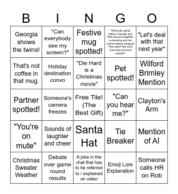 VC Festive Bingo Card