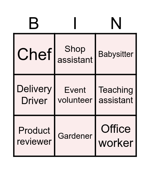 JOB BINGO Card