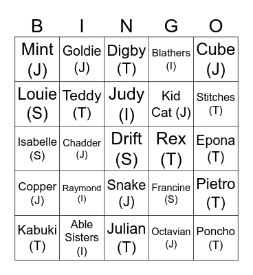 Kurisu {Round 2} Animal Crossing Bingo Card