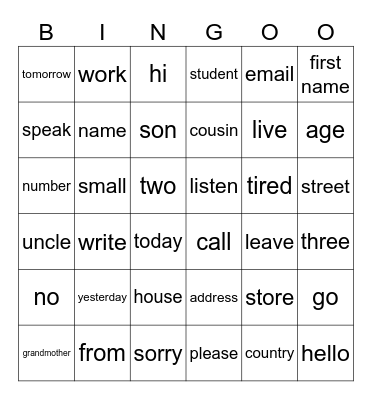 A Week in Anna’s Life Bingo Card
