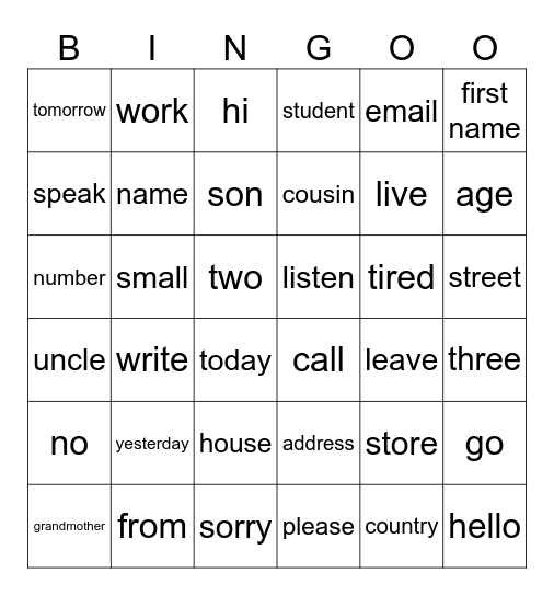 A Week in Anna’s Life Bingo Card