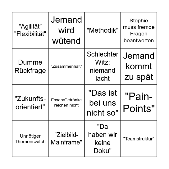 Bereichsmeetingsbingo Card