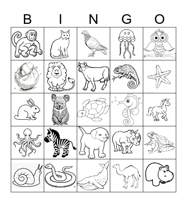 ANIMALS Bingo Card