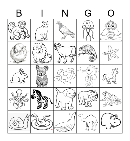 ANIMALS Bingo Card