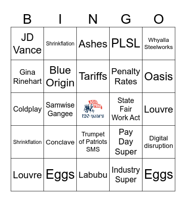 ASU Members Conference 2025 Bingo Card