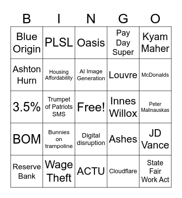 ASU Member Conference 2025! Bingo Card