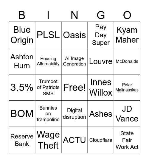 ASU Member Conference 2025! Bingo Card