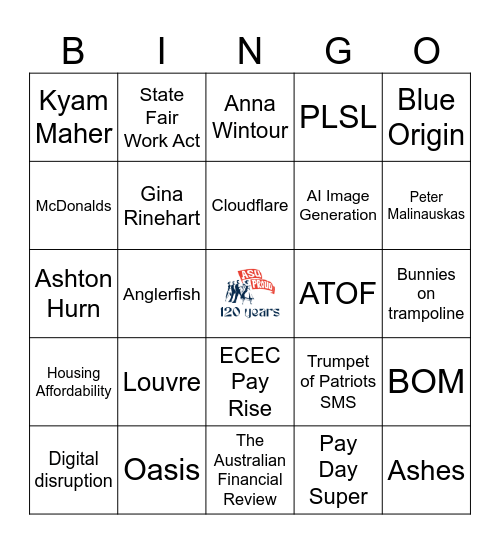 ASU Member Conference 2025 Bingo Card