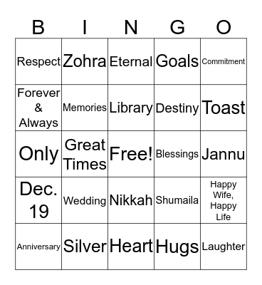 ANNIVERSARY BINGO Card