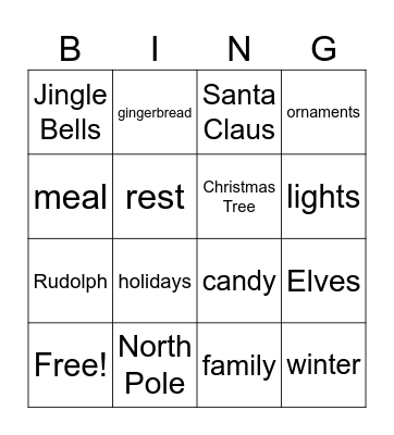Christmas Bingo Card