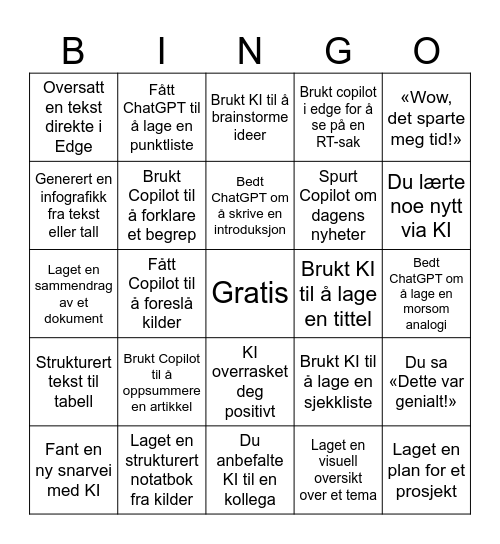 KI-bingo Card