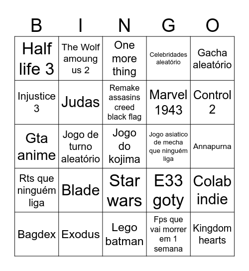 Bingo Tga Bingo Card
