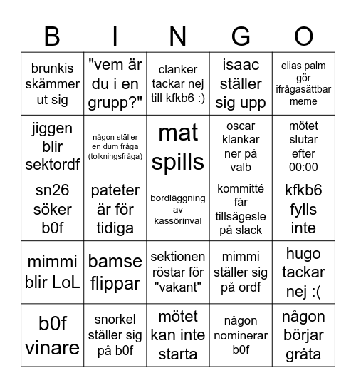 jättecool slay sekt mötes bingo Card