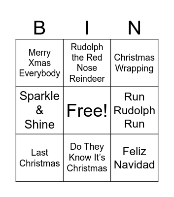 Christmas Music Bingo Card