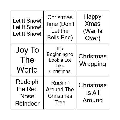 Christmas Music Bingo Card