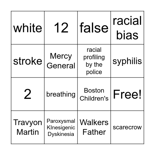 "Breathe" Bingo Card